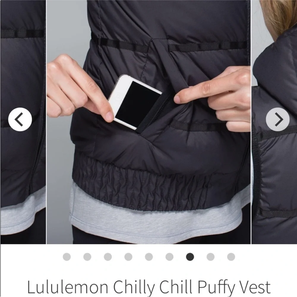 RARE Lululemon Chilly Chill reversible puffer vest with hood black gingham 6